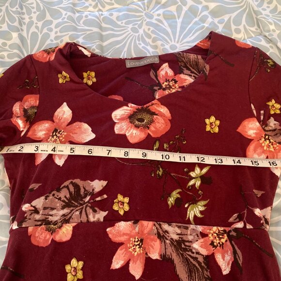 Loveapella Burgundy Floral Maternity Dress, Size M.‎  Super Cute!  C3 - Picture 5 of 5